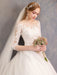 Princess Wedding Dresses Lace Illusion Neckline Half Sleeve Floor Length Bridal Gown