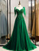 Prom Dress Deep Green Lace V-Neck A-Line Sleeveless Beaded Lace-up Maxi Party Dresses