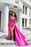 Prom Dress in Fuchsia with Sleeveless Design Beadings Mermaid Style Split Detail and Sweetheart Neckline