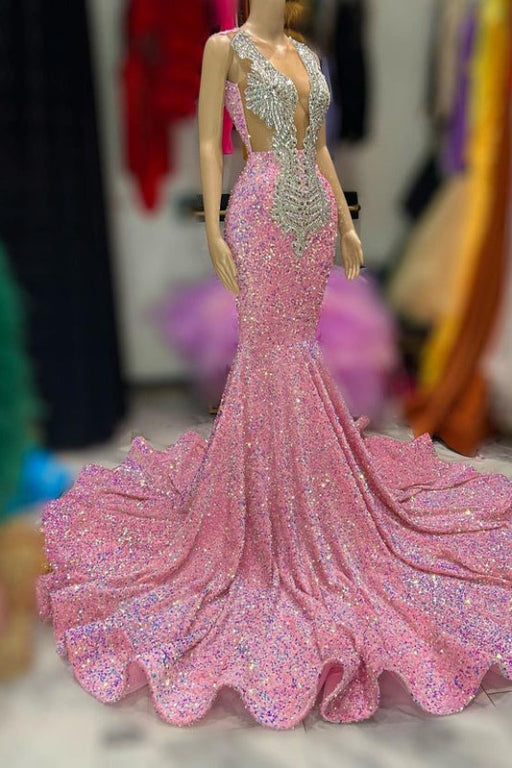 Prom Dress: Mermaid Sequins with Wide Shoulder Straps