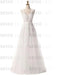 Prom Dress V Neck A Line Sleeveless Floor Length Lace Applique Party Dresses