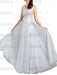 Prom Dress V Neck A Line Sleeveless Floor Length Lace Applique Party Dresses