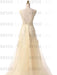 Prom Dress V Neck A Line Sleeveless Floor Length Lace Applique Party Dresses
