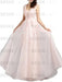Prom Dress V Neck A Line Sleeveless Floor Length Lace Applique Party Dresses