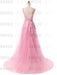 Prom Dress V Neck A Line Sleeveless Floor Length Lace Applique Party Dresses