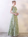 Prom Dresses Long Sage Green Embossment Fabric Texture Sleeveless A Line Floor Length With Sash Wedding Guest Dress