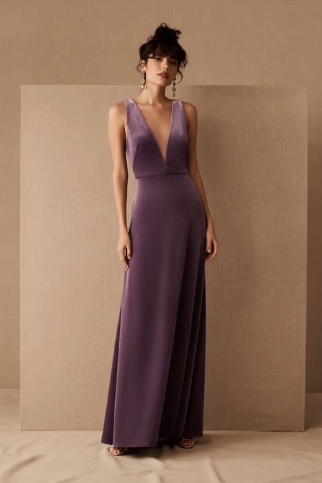 Velour Evening Dress - Purple