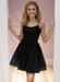 Black Lace Homecoming Dress Short | A-Line rom Dress with Spaghetti Straps