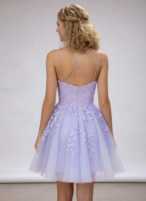 Spaghetti Straps Lilac Aline homecoming dress