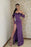 Purple Prom Dress with Off-the-Shoulder Design and Split