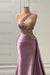 Purple Sleeveless Prom Dress with Strapless Pleated Beadings