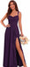 Women's Chiffon Bridesmaid Dresses Long Evening Formal Gown with Slit - Purple