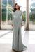 Radiant Asymmetric Pleated Slit Prom Gown with Long Sleeves - Prom Dresses