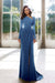 Radiant Asymmetric Pleated Slit Prom Gown with Long Sleeves - Prom Dresses