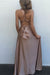 Radiant Rose Gold V-Neck Prom Gown with Spaghetti Straps