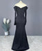 Ravishing Black V-Neck Off-the-Shoulder Prom Gown with High Slit