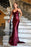 Ravishing Ruby V-Neck Sequin Evening Gown