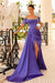 Ravishing Violet Mermaid Prom Gown with Off-The-Shoulder Beadings and Ruffles