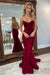 Red Backless Mermaid Prom Dress with Long V Neck