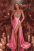 Candy Pink Beads Long Evening Dress Side Split Prom Dress - Prom Dresses