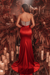 Red Beads Long Evening Dress Side Split Prom Dress - Prom Dresses