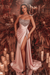 Pink Beads Long Evening Dress Side Split Prom Dress - Prom Dresses