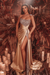 Champagne  Beads Long Evening Dress Side Split Prom Dress - Prom Dresses