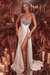 White  Beads Long Evening Dress Side Split Prom Dress - Prom Dresses