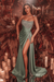 Sage Green Beads Long Evening Dress Side Split Prom Dress - Prom Dresses