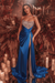 Royal Blue Beads Long Evening Dress Side Split Prom Dress - Prom Dresses
