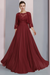 Red Floor-Length A-Line Mother of the Bride Dress with Princess Scoop Neckline