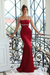 Red Crystal Studded Strappy Mermaid Prom Gown