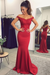 Red Elegant Off-the-Shoulder Mermaid Lace Beadings Long Evening Dress - Prom Dresses