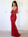 Red Evening Dress Sheath Off The Shoulder Lycra Spandex With Train Embroidered Formal Party Dresses