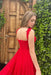Red Front Split Sleeveless Evening Dress with Appliques