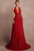 Red Halter Aline Evening Dress Glitter Chiffon Prom Dress with Sequins