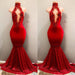Red High Collar Mermaid Prom Dress with Sequins