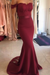 Red Mermaid Long Dress lace Off the Shoulder with Sash Prom Gowns - Prom Dresses