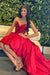 Red strapless sweetheart high-low homecoming dress with mirror