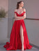 Red Off-the-Shoulder Long Evening Dress with Split