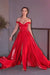 Red Off-the-Shoulder Long Evening Dress with Split