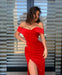 Red Off-the-Shoulder Mermaid Prom Dress