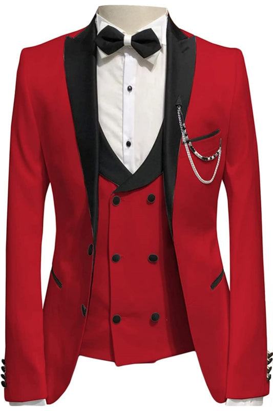 Fashion Red Suit for Prom Three Pieces Slim Fit Men Suit Online main image 1