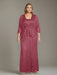 Plus Size 2-Piece Mother of the Bride Dress Set with Square Neck and Floor-Length Sheath