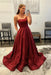 Red Strapless Satin Long Prom Dresses with 3D Flowers