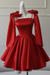 Red Sexy Satin Aline Homecoming Dress Short Prom Dress with Straps
