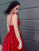 Red Sleeveless Lace Appliqued Prom Dress
