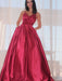 Red Spaghetti-Straps Evening Dress