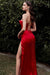 Red Spaghetti-Straps Mermaid Prom Dress with Split and Backless