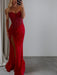 Red Strapless Sweetheart Sequins Bodycon Prom Dress with Beading